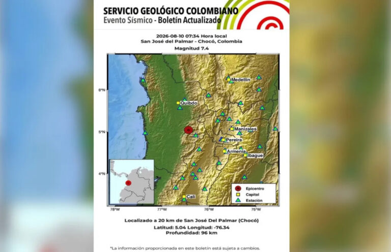 Terremoto de magnitud 7,4 sacude a Colombia, el eje cafetero, Cali y Chocó entre los más afectados